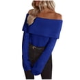 thumbnail image 1 of TFEOQRY Women's Off Shoulder Sweater Long Sleeve Ribbed Knit Casual Pullover Fall Winter Warm Top Blue, 1 of 4