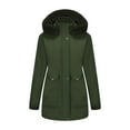 thumbnail image 1 of TFEOQRY Women's Parka Jacket Fleece Hooded Full-Zip Coat Fall Winter Warm Outerwear With Pockets Olive Green, 1 of 8