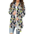 thumbnail image 1 of TFEOQRY Women's Pattern Print Cardigan Long Sleeve Open Front Long Sleeve Coat Casual Fall Winter Outerwear Black-1, 1 of 6