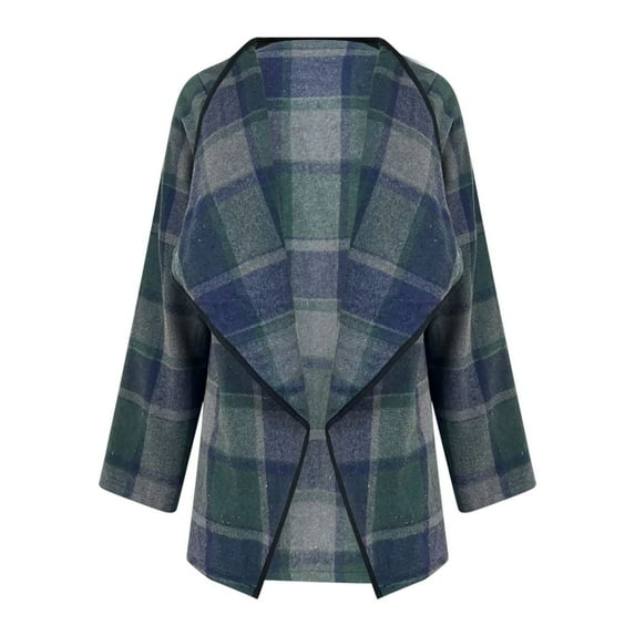 TFEOQRY Women's Plaid Cardigan Coat Long Sleeved Hooded Checkered Casual Jacket Green
