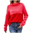 thumbnail image 1 of TFEOQRY Women's Pullover Sweater Fashion Solid Color Knitwear Long Sleeved Turtleneck Sweater Top Red, 1 of 8