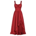 thumbnail image 1 of TFEOQRY Women's Renaissance Dress Spaghetti Strap Ruffle High Low Hem Maxi Length Outfit Red, 1 of 6