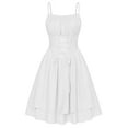 thumbnail image 1 of TFEOQRY Women's Renaissance Dress Spaghetti Straps Ruffled Neckline Corset Lace Up Front Tiered Skirt Outfit White, 1 of 9