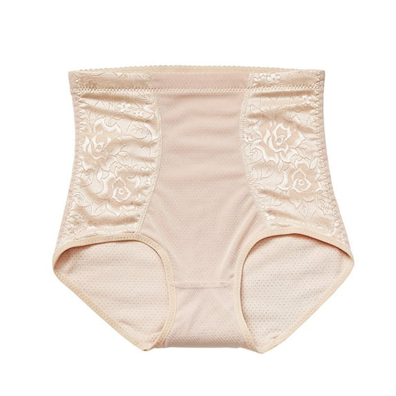 TFEOQRY Women's Shapewear Panties Solid Color Mid Waist Postpartum Waist Shaping and Hip Lifting Body Shaping Underwear Beige
