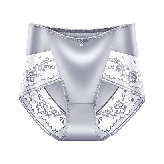 TFEOQRY Women's Shapewear Panties Solid Color Mid Waist Satin Lace Underwear Female Sexy Hollow Embroidery Transparent Mesh Wrapped Buttocks Silk Shorts Head Gray