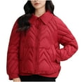 thumbnail image 1 of TFEOQRY Women's Short Padded Coats Jacket Solid Color Long Sleeved Jacket Thick Loose Collar Winter Short Cotton Clothing Long Sleeve Parkas Burgundy, 1 of 3