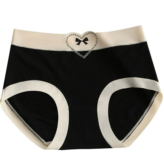 TFEOQRY Women's Underwear Briefs Solid Color Mid Waist Fall and Winter Underwear Plus Size Comfortable Underpants Black