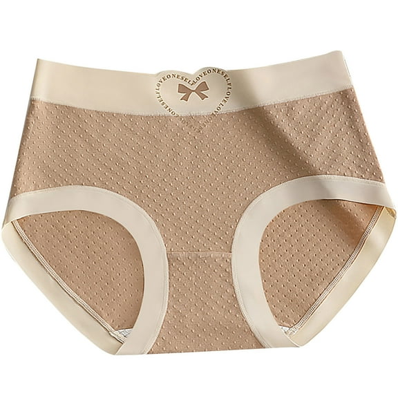 TFEOQRY Women's Underwear Briefs Solid Color Mid Waist Fall and Winter Underwear Plus Size Comfortable Underpants Coffee