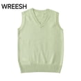 thumbnail image 1 of WREESH Women's V Neck Sweater Vest Sleeveless Solid Color Ribbed Edge Classic Knit Casual Pullover Top Green, 1 of 3