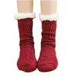 thumbnail image 1 of TFEOQRY Women's Winter Christmas Mid-Calf Socks Solid Color Thicken Thermal Non-Slip Mid-Calf Socks Burgundy, 1 of 5