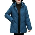 thumbnail image 1 of TFEOQRY Women's Winter Cotton Padded Coats Parkas Casual Fashion Solid Color Heavy Coat with Pockets Zippered Reversible Long Cotton Coat Blue, 1 of 8