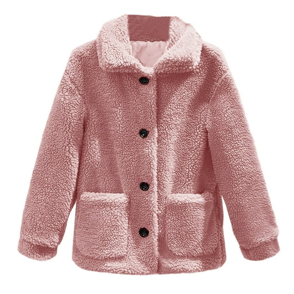 TFEOQRY Women's Winter Fleece Blanket Outwear Coat Loose Long Sleeve Hoodless Casual Outwear Coat Jacket Pink