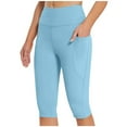 thumbnail image 1 of TFEOQRY Women's Yoga Pants Solid Colored Capris Pants with Pockets Medium Waist Trousers Sky Blue, 1 of 8