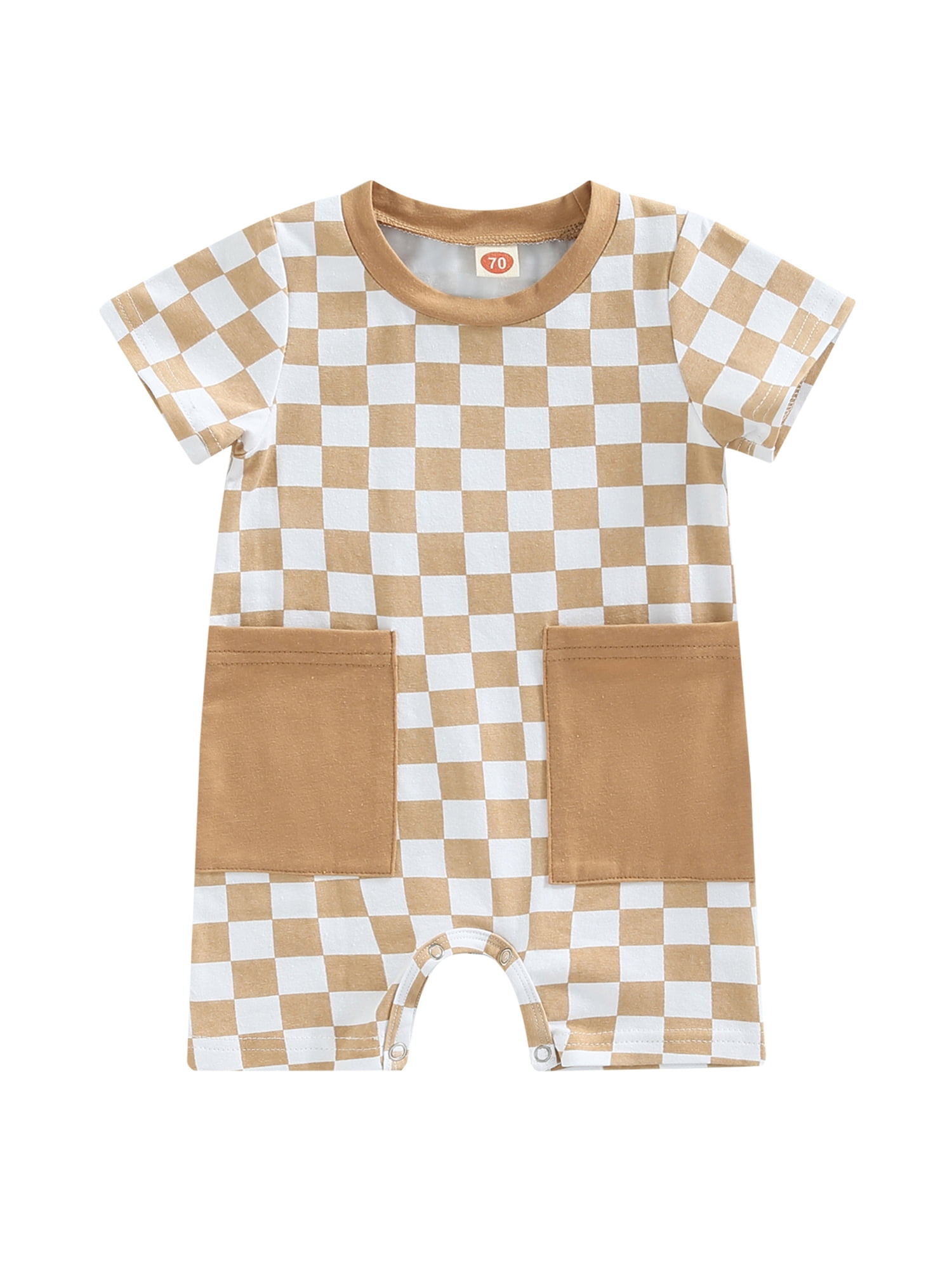 TFFR Baby Boy Checkerboard Romper Summer Plaid Short Jumpsuit with
