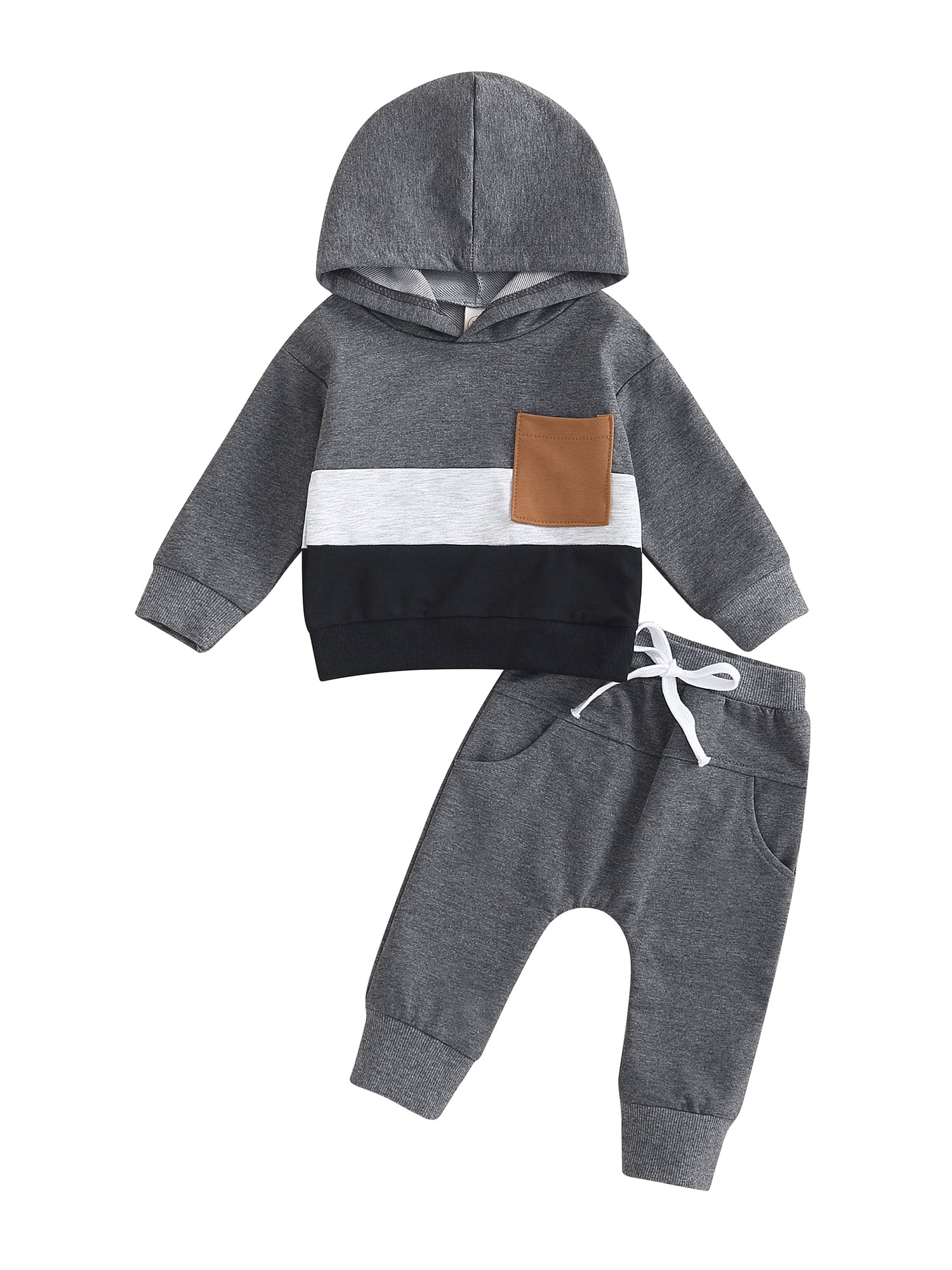 TFFR Baby Boy Fall Clothes 3 6 9 12 18 Months 2T 3T Color Block Hoodie