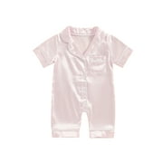 TFFR Baby Girls Pajamas 3 6 12 18 24 Months Infant One Piece Sleepwear Summer Short Sleeve Button Down Pjs Jumpsuit