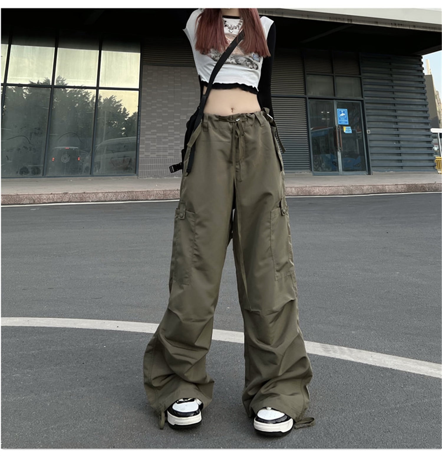 Tawnie Y2K Fairycore Streetwear Cargo Pantalones Anchos Mujeres