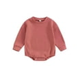 thumbnail image 1 of TFFR Fall Waffle Romper for Baby Boy Girl Long Sleeve Sweatshirt Bodysuit Infant Warm Tops 0-24 Months, 1 of 9