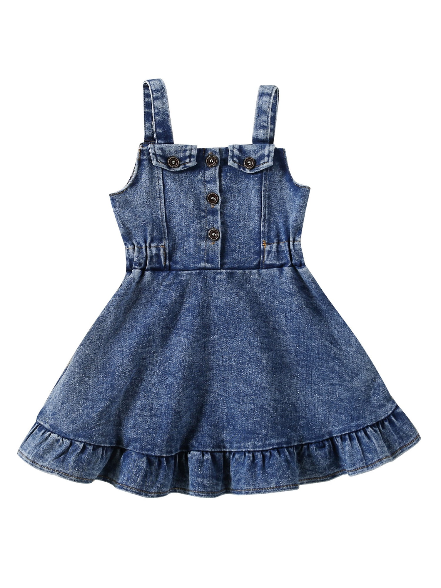 Toddler Baby Girls clothes Denim Floral Dress +Belt Kids Princess Jeans  Dress | eBay