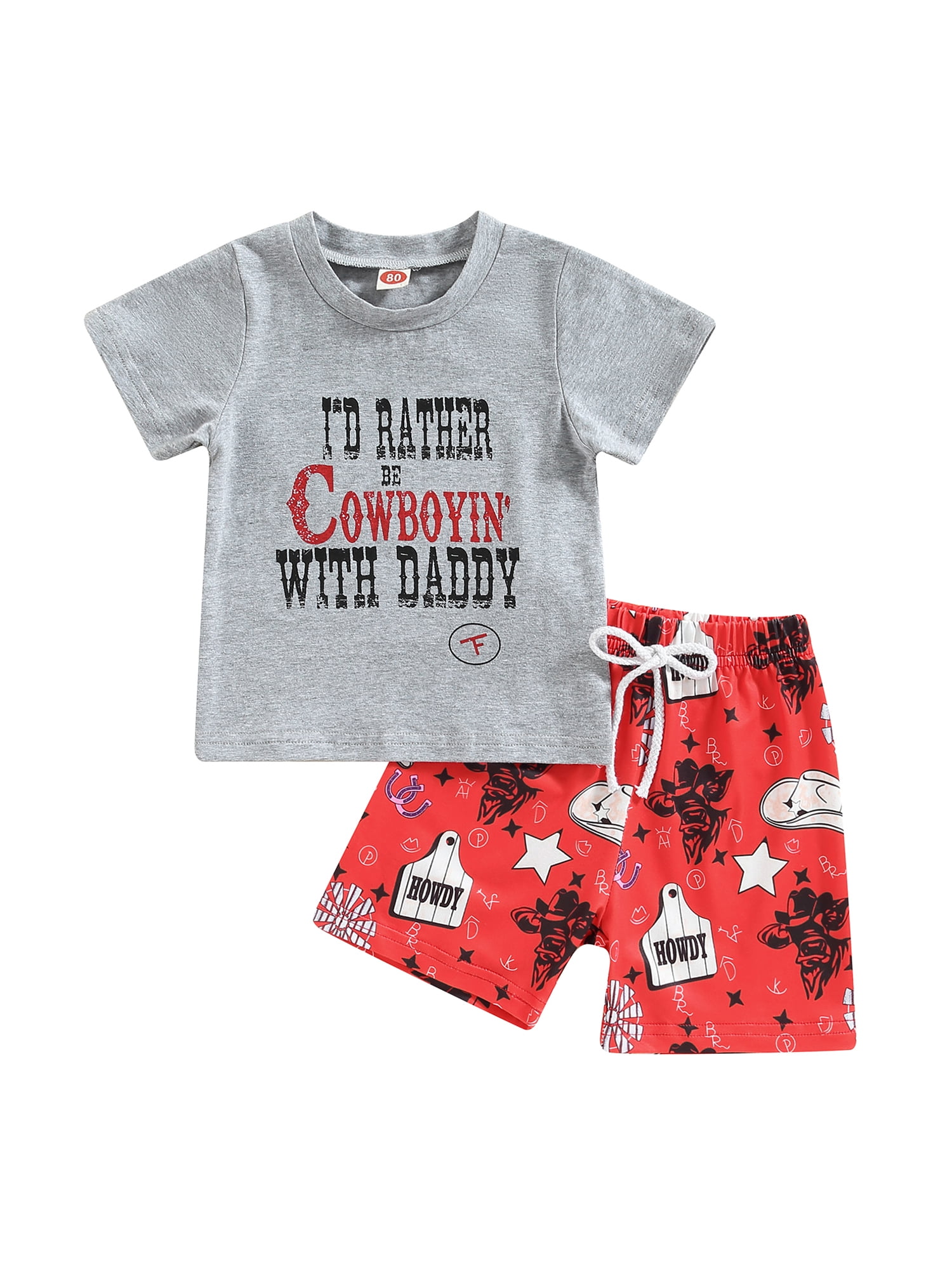 TFFR Western Baby Boy Clothes Cowboy Short Sleeve TShirts and Cow