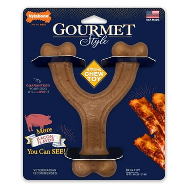 Nylabone Gourmet Style Strong Chew Wishbone Dog Chew Toy Bacon Large/Giant - Up to 50 lbs. (1 Count)
