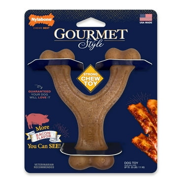 Nylabone Gourmet Style Strong Chew Wishbone Dog Chew Toy Bacon Small/Regular - Up to 25 Ibs. (1 Count)