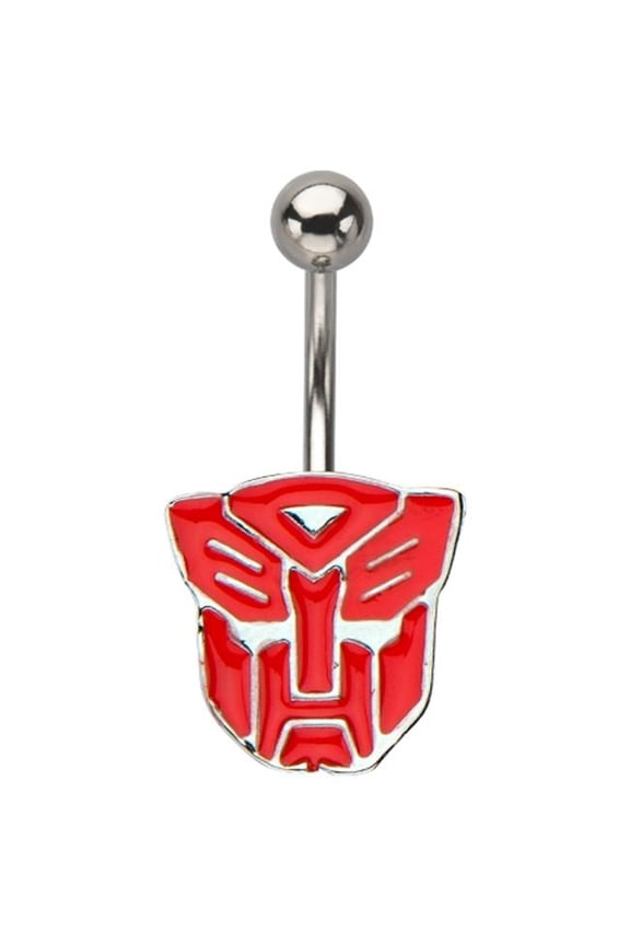 TFMANFCT Autobot Logo Fixed 316L Stainless Steel Navel Charm, Red
