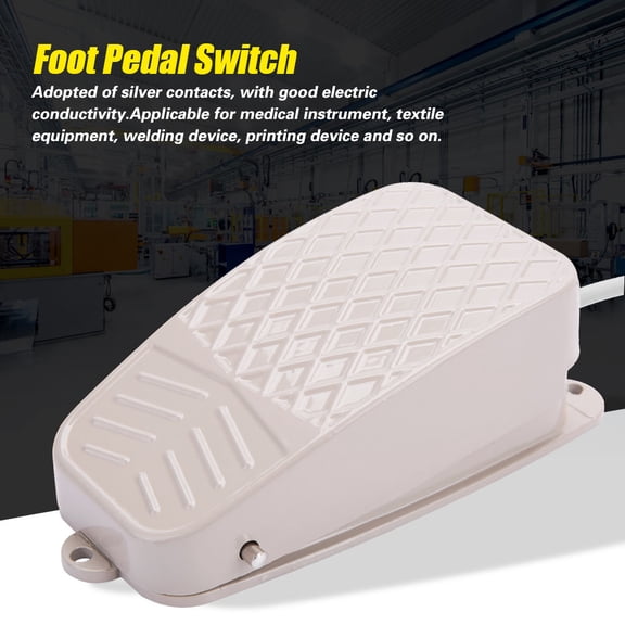 TFS-3 Electric Foot Pedal Switch, Heavy Duty Aluminum Alloy, AC 250V 10A, Industrial Control Foot Switch
