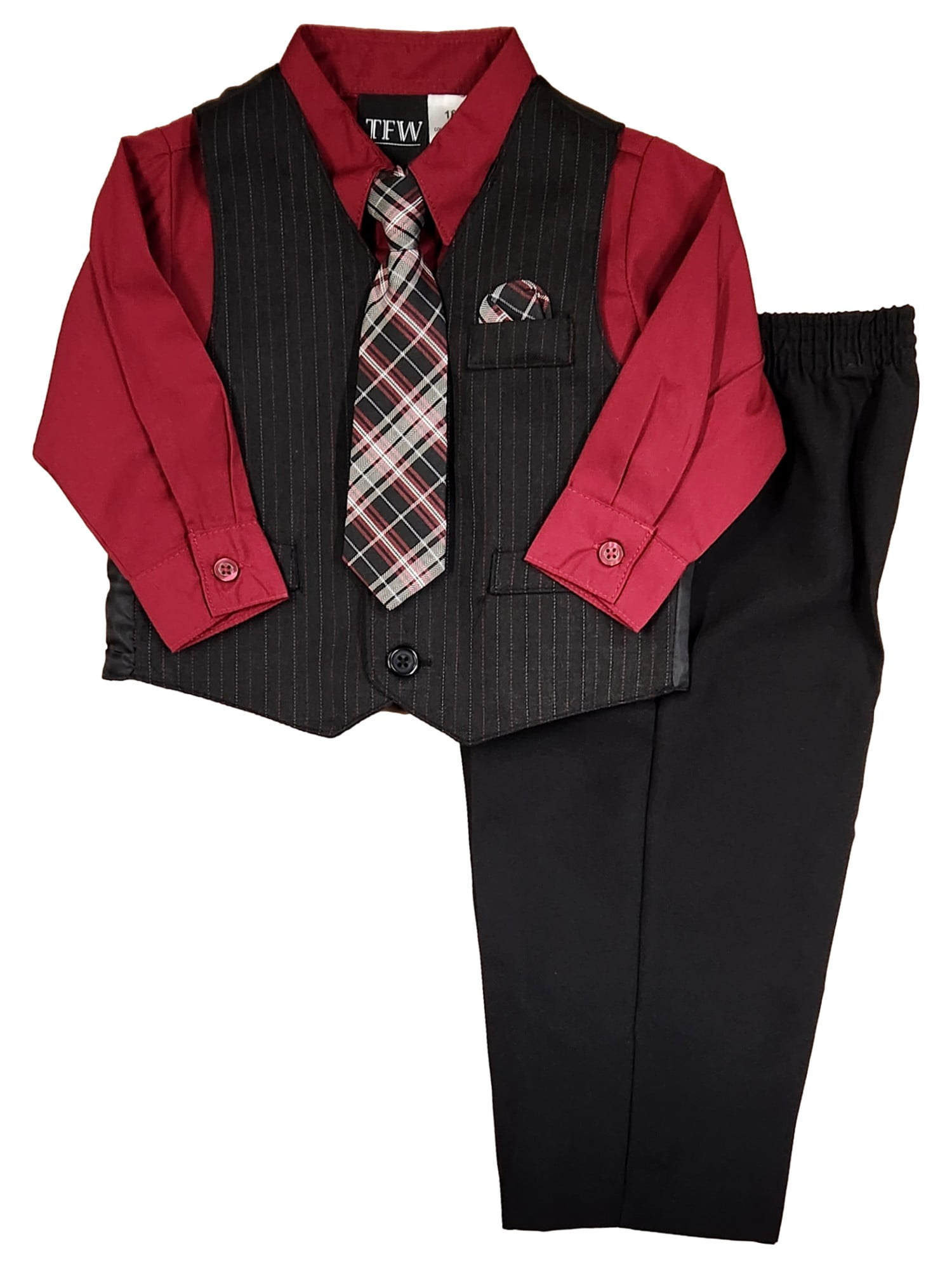 Red dress shirt sale with black vest
