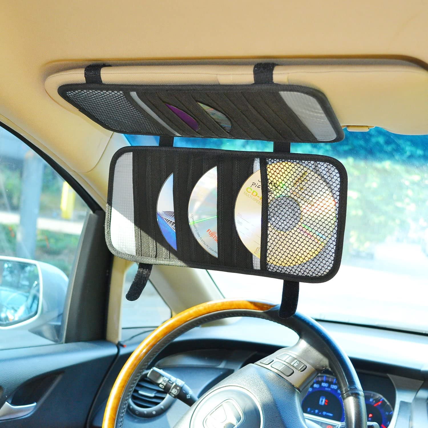 TFY Car Visor Organizer. Triple-Layer, 30 CD/DVD Disk Storage Holder ...