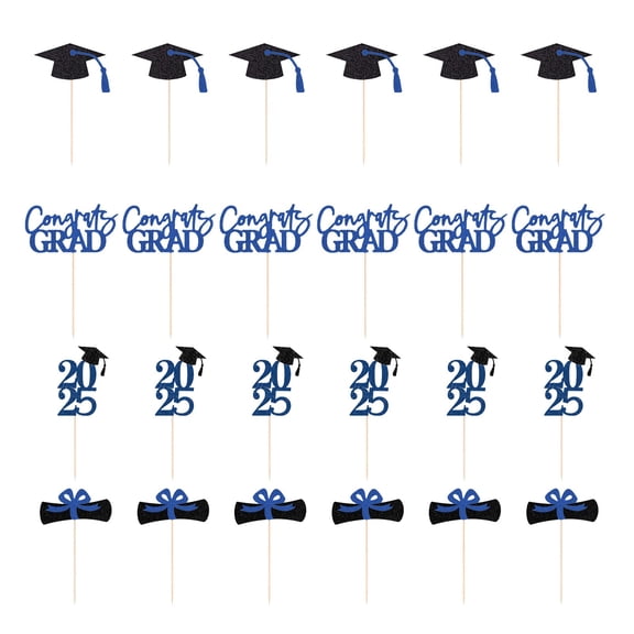 TFYZYY 2025 Graduation Cupcake Topper Decorations 6 Sets of Dessert Labels for Graduation Party Supplies, Quality Paper, Multi-Use Decor for Celebrations and Events