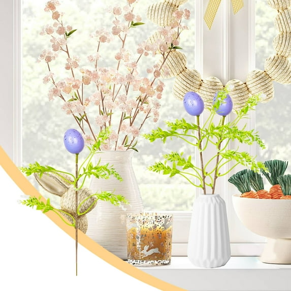 TFYZYY Artificial Easter Eggs Flower Stems, Spring Wedding & Home Decoration,1 Piece Stem Decorations for Holiday & Party Decor,Purple