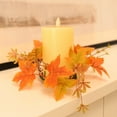 thumbnail image 1 of TFYZYY Artificial Maple Leaf Wreath Candlestick Holder for Halloween Thanksgiving Decoration, 20cm Fall Table Centerpiece, Warm Ambience Decor, 1 of 6