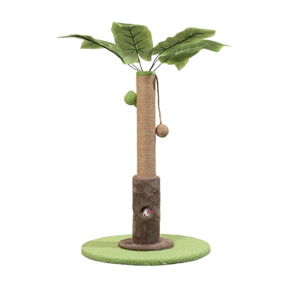 TFYZYY Artificial Palm Tree Cat Scratcher Post, Sisal Rope Wrapped with Hanging Toys, Multi-functional Climbing Tower & Scratching Board for Cats, Natural Wood Design