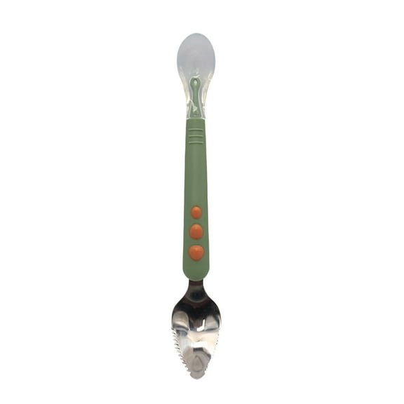 TFYZYY Baby Fruit Scraper Spoon, Stainless Steel Double Head, Food Grade Silicone Feeding Spoon for Infants, Safe and Easy to Use for Fruit Supplements