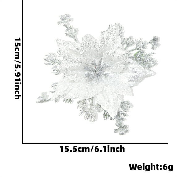 TFYZYY Christmas Artificial Flowers 16cm Simulation Flower Decoration Glittery Floral Pendant for Christmas Tree, Wreaths, and Holiday Decor