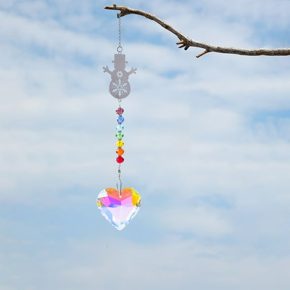 TFYZYY Crystal Suncatcher Wind Chime, Multicolor Iron Pendant with AB Beads, Garden Decor for Indoor/Outdoor Use, 13.8in, Festive Home Accent