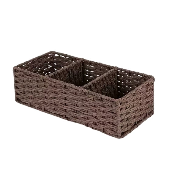 TFYZYY Divided Storage Basket Paper Rope Woven Organizer for Bathroom Toiletries, Makeup Accessories, and Home Decor 3 Compartment Stylish Design for Clutter-Free Living
