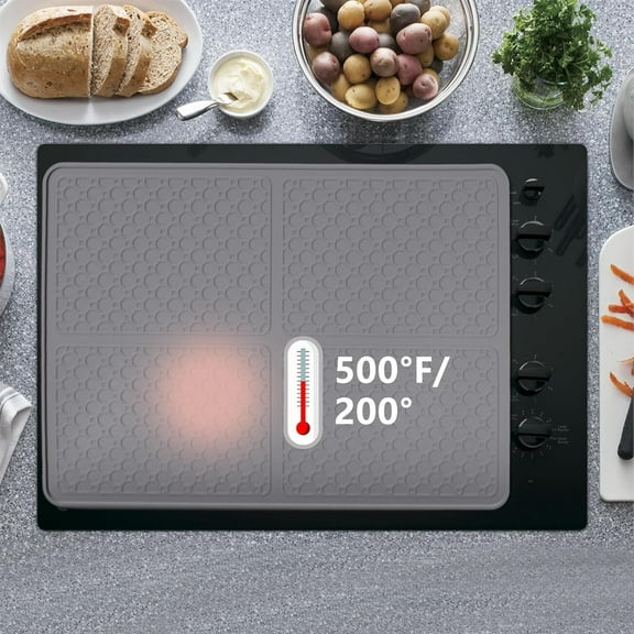 TFYZYY Extra Large Stove Cover Mat Silicone Heat Resistant Multi-Purpose Kitchen Drying Mat Non-Slip Gray for Food Preparation and Protection