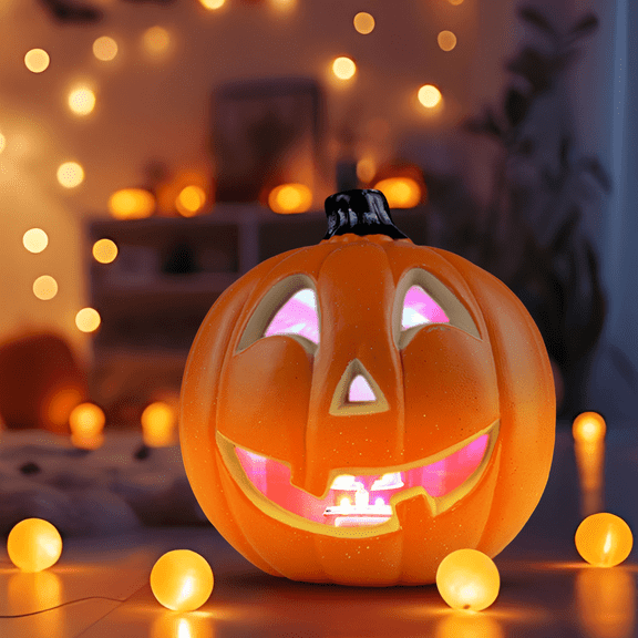 TFYZYY Halloween Pumpkin Lantern LED Light Decor, 9.8-Inch Lantern, Battery Powered Glow Prop, for Home Bar Party Halloween Decoration