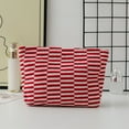 thumbnail image 1 of TFYZYY Knitted Cosmetic Bag, Stripe Color-blocked, Large Capacity, Portable Makeup Pouch, Multi-functional Pencil Case for Travel and Daily Use, 1 of 8