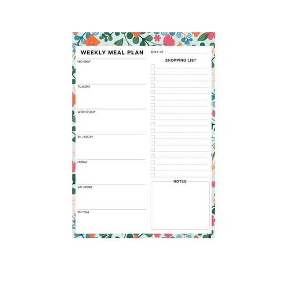 TFYZYY Magnetic Meal Planner Notepad Weekly Diet Plan & Grocery List Easy Tear-Off Sheets Perfect for Kitchen & Gym Exquisite Floral Design Eco-Friendly Paper