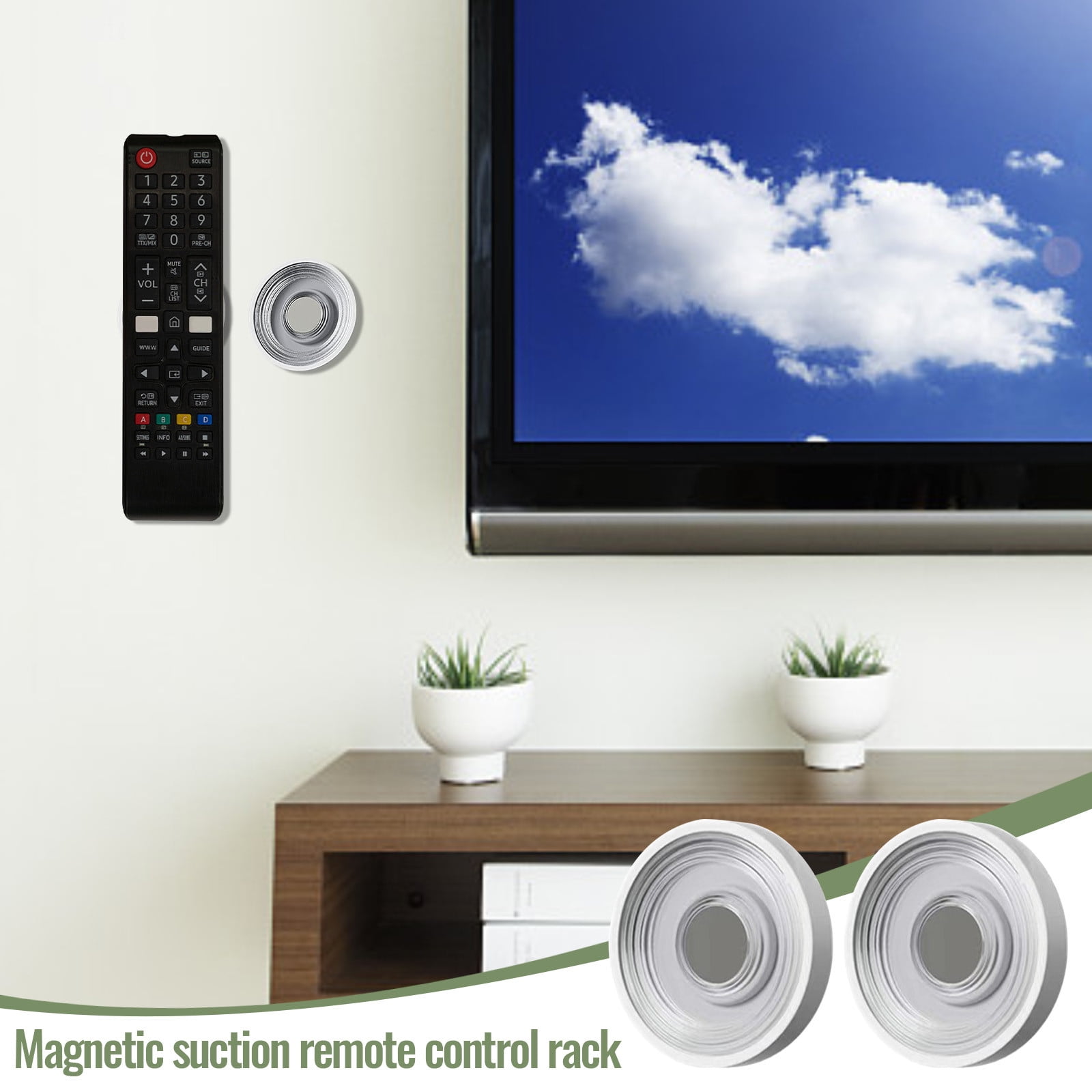 TFYZYY Magnetic Remote Control Hook, Wall Mount TV Remote Organizer, Self-Adhesive & Drill-Free, Space-Saving for Household Goods Storage