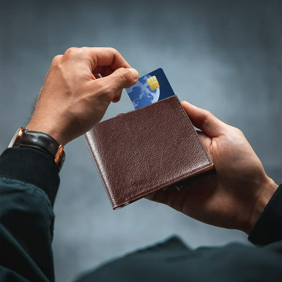 TFYZYY Men's Large Capacity Slim Folding Wallet, Super Stitching, Black/Brown, PU Leather, Compact & Lightweight, Multi-Compartment, Gift for Men