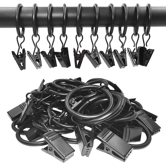 TFYZYY Metal Curtain Rings with Clips, Heavy-Duty Drapery Clips, Strong Tension Clips for Hanging Curtains and Drapes, Ideal for Fabric, Bows, Hats, and More.