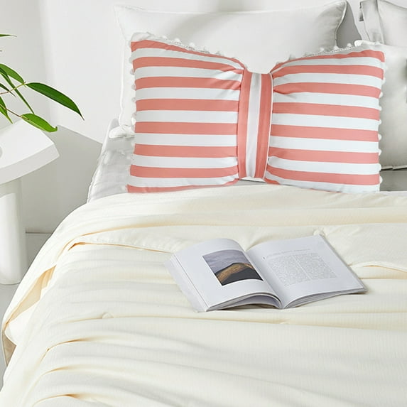 TFYZYY Polka Dots Bow Pillow Velvet Cushion Decorative Throw Pillow Lumbar Support 19.6x13 Inches for Living Room Bedroom Office Detachable Cover