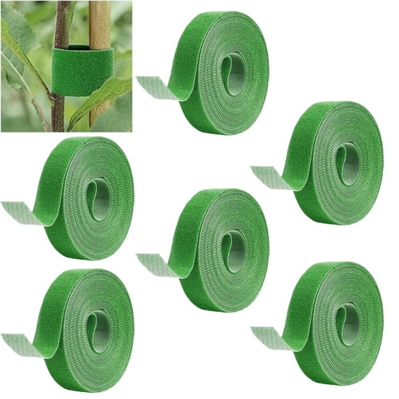 TFixol Gardening Gift 6 Rolls of Reusable Nylon Velcro Tape for Garden Plants, Tomatoes, Flowers or Vegetables in Elevated Beds, 10mm X 2M Green