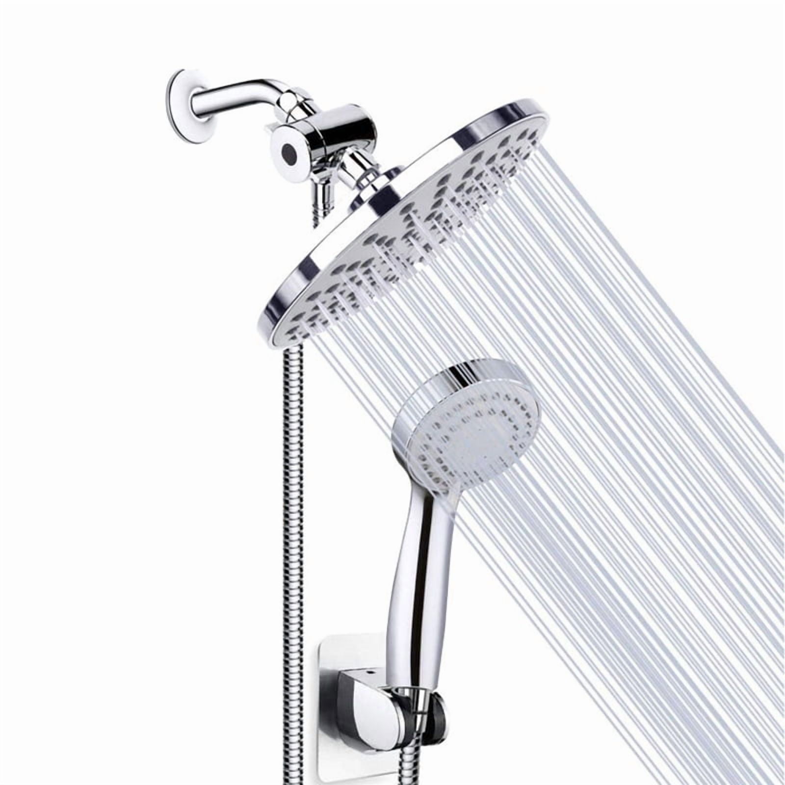 TFixol Gardening GiftRainfall Shower Head Combo 8 Inch Rain Showerhead and 3-Setting Handheld Showerhead Hose Bracket 3-Way Splitter Polished Chrome High Pressure Shower Head Combo