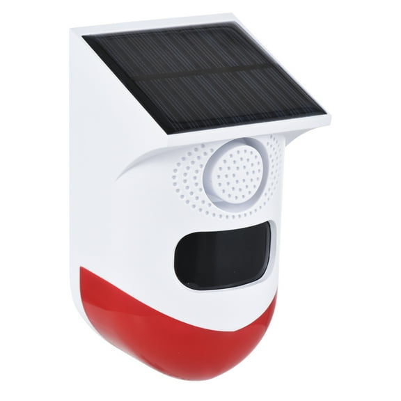 TFixol Gardening GiftSolar Motion Sensor Alarm Outdoor Alarm 120dB Loud Siren LED Strobe Lights Sound Security Alarm Adjustable Sensing Distance IP65 Waterproof Motion Detector Siren Rechargeable