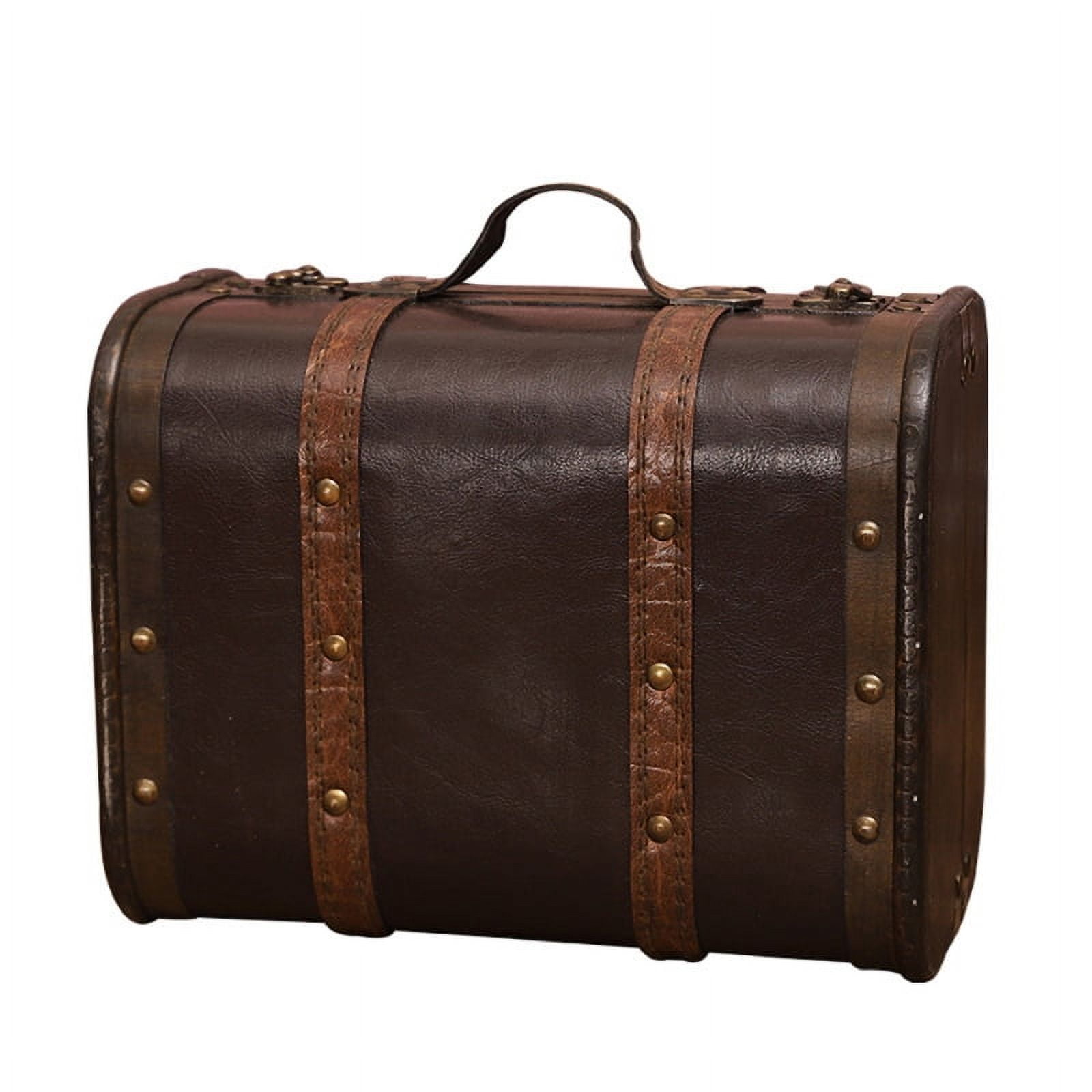 TFixol Home Decor vintage Suitcase Wood Leather Finished Antique Storage Box Decorative Luggage for Photography Props Home Decoration